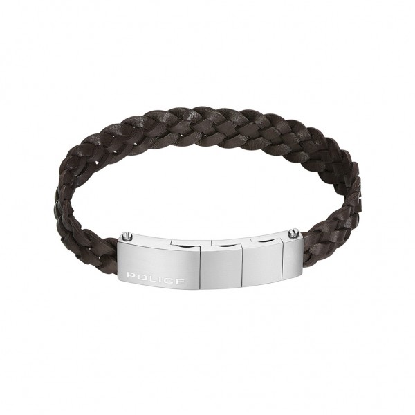 POLICE Bracelet Indy | Brown Leather - Silver Stainless Steel PEAGB0009502