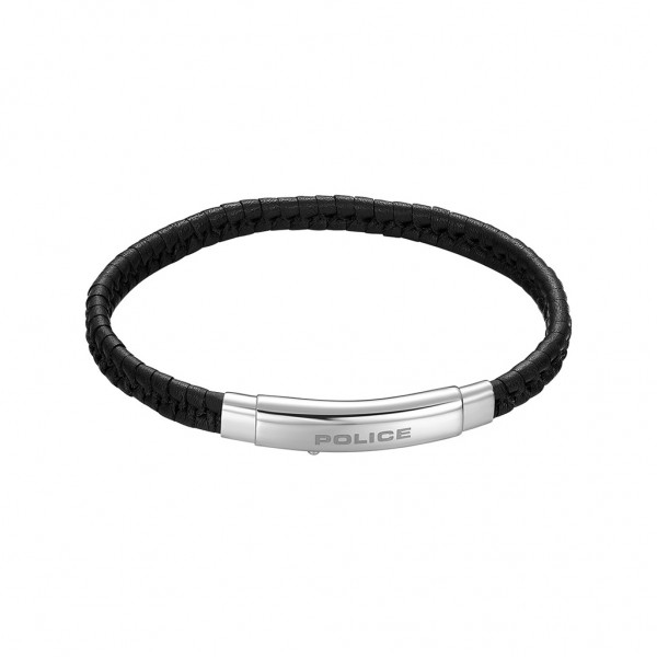 POLICE Bracelet Indy | Black Leather - Silver Stainless Steel PEAGB0009503