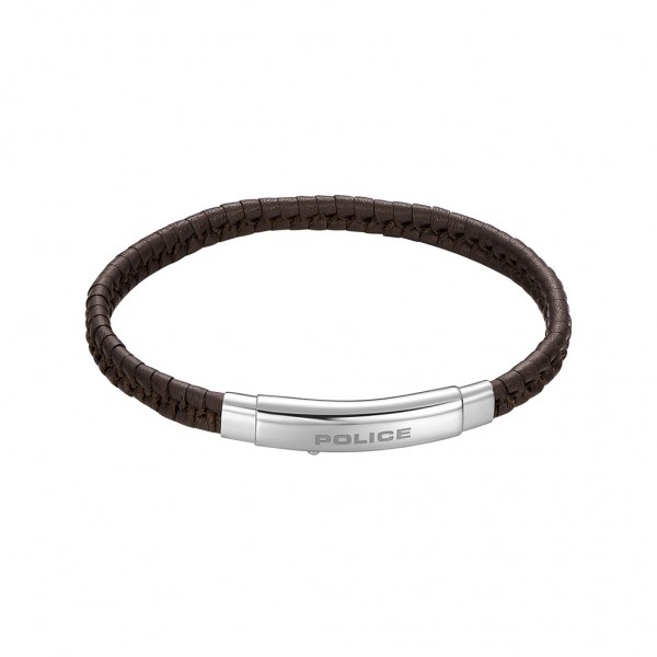 POLICE Bracelet Indy | Brown Leather - Silver Stainless Steel PEAGB0009504
