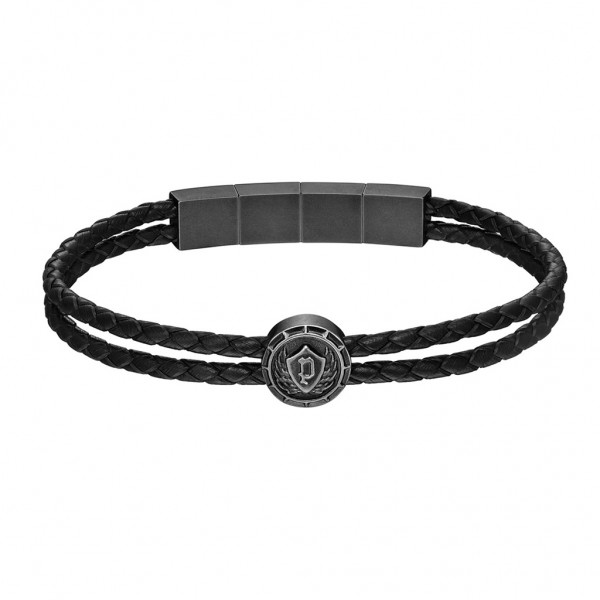 POLICE Bracelet Crest | Brown Leather - Anthracite Stainless Steel PEAGB0023306