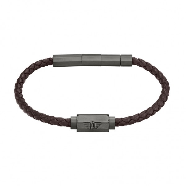 POLICE Bracelet Bolt | Brown Leather - Anthracite Stainless Steel PEAGB0035103