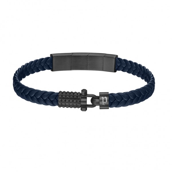 POLICE Bracelet Wrath | Blue Leather - Anthracite Stainless Steel PEAGB0036602