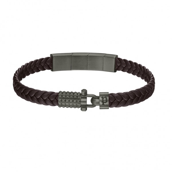 POLICE Bracelet Wrath | Brown Leather - Anthracite Stainless Steel PEAGB0036603