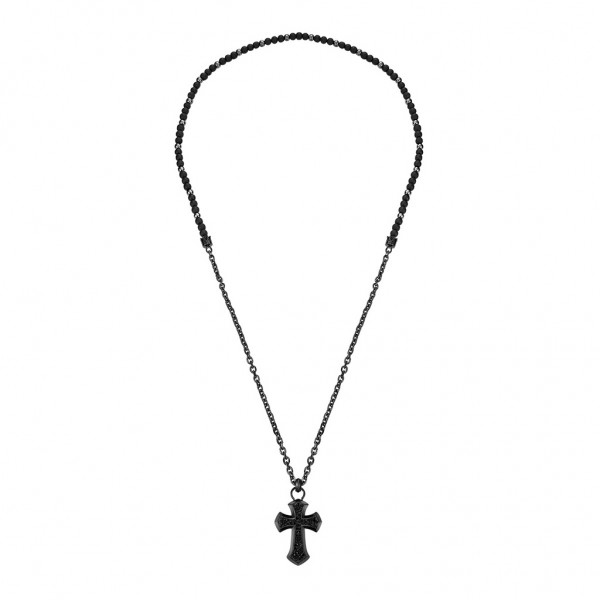 POLICE Cross Affix | Crystals - Beads - Black Stainless Steel PEAGN0004906