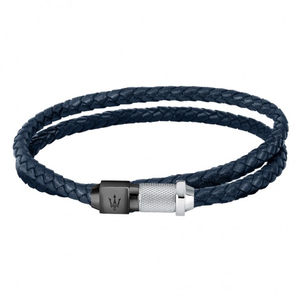 MASERATI Bracelet JM223AVE19 | Two Tone Stainless Steel - Blue Leather