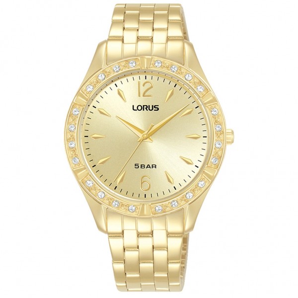 LORUS Women RG268WX-9 Crystals Gold Stainless Steel Bracelet