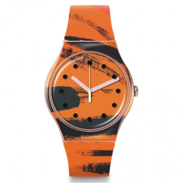 SWATCH Barns Graham Orange And Red On Pink SUOZ362 Multicolor Silicone Strap