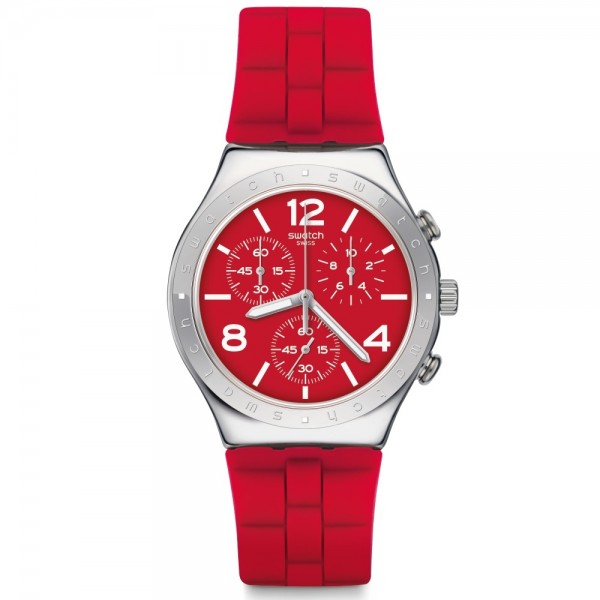 SWATCH Rouge De Bienne YCS117 Chronograph Red Silicone Strap