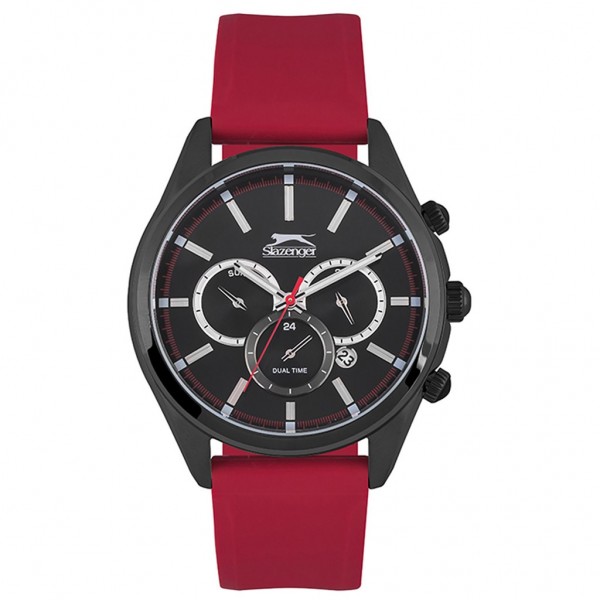 SLAZENGER Gents SL.09.6252.2.02 Dual Time Red Silicone Strap