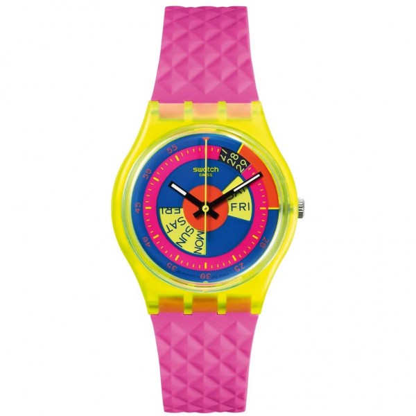 SWATCH Shades Of Neon SO28J700 Bioceramic Case-Pink Silicone Strap