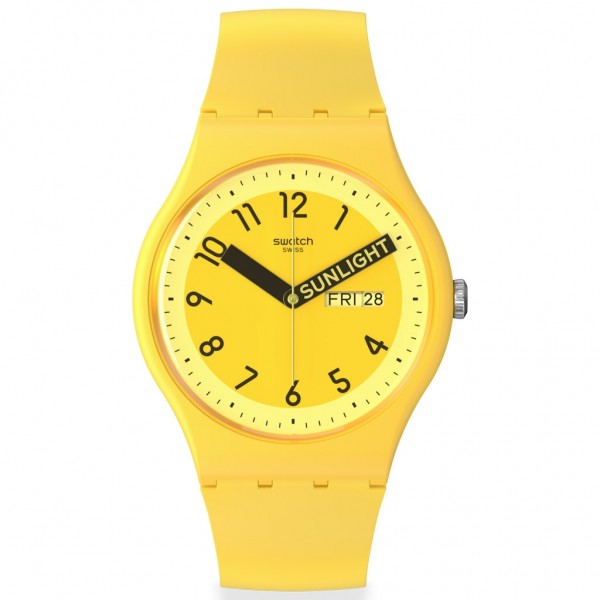 SWATCH Proudly Yellow SO29J702 Bioceramic Case-Yellow Silicone Strap