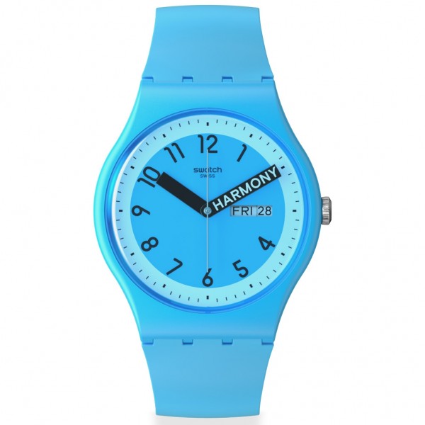SWATCH Proudly Blue SO29S702 Bioceramic Case-Blue Silicone Strap