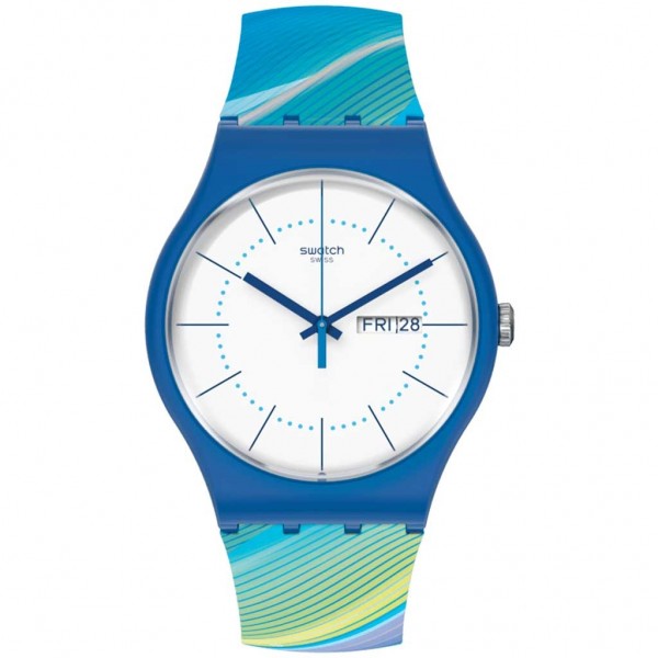 SWATCH Chinise Winter Scenery SO29Z700 Bioceramic Case-Blue Silicone Strap