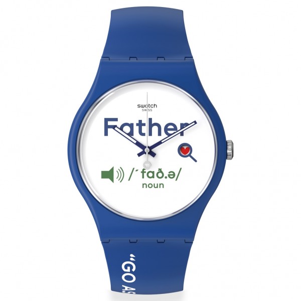 SWATCH All About Dad SO29Z704 Bioceramic Case-Blue Silicone Strap Father's Day Limited Edition