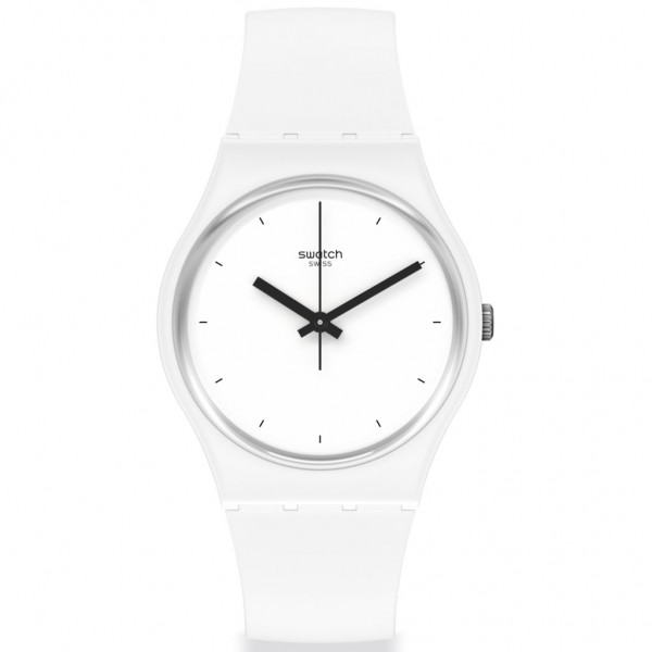 SWATCH Think Time White SO31W100 Bioceramic Case-White BioSourced Material Strap