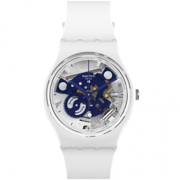 SWATCH Time To Blue Small SO31W103 Bioceramic Case-White BioSourced Material Strap