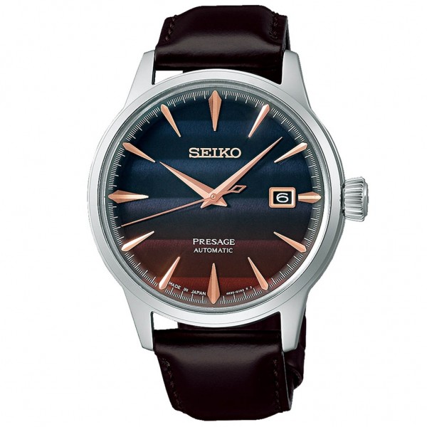 SEIKO Presage 'Purple Sunset' Cocktail Time SRPK75J1 Automatic Brown Leather Strap Limited Edition