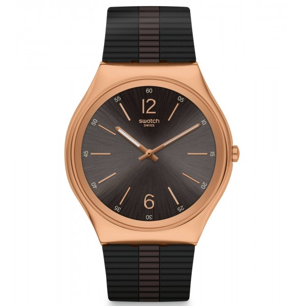 SWATCH Bienne By Night SS07G102 Brown Rubber Strap