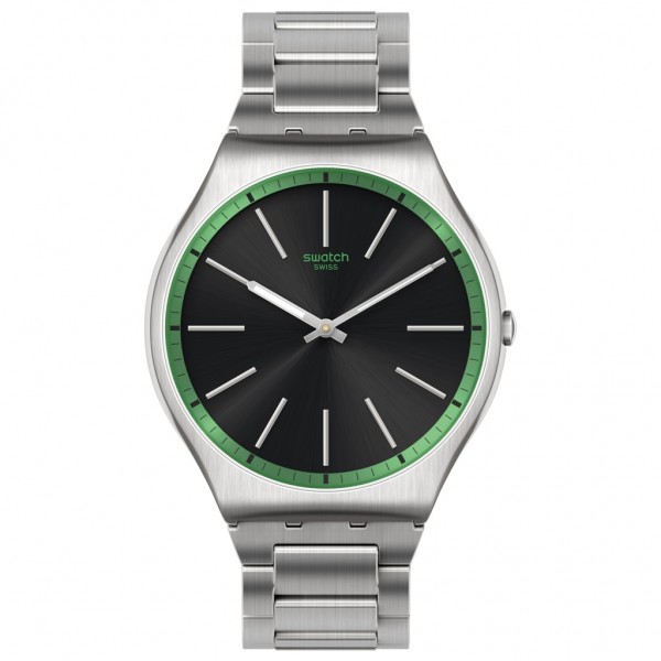 SWATCH Green Graphite SS07S128G Silver Stainless Steel Bracelet