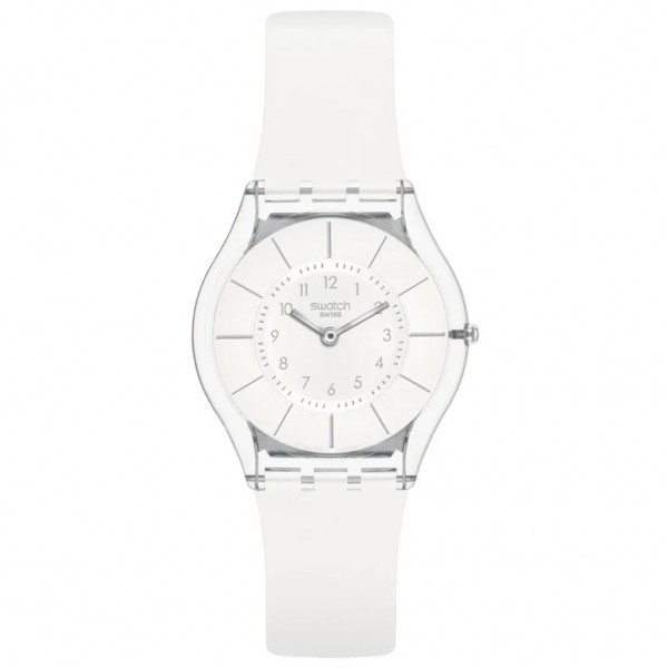 SWATCH White Classiness SS08K102 Bioceramic Case-White Silicone Strap