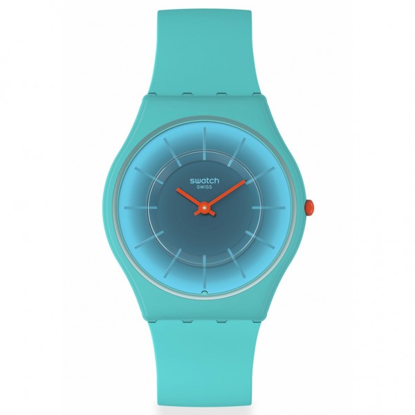 SWATCH Radiantly Teal SS08N114 Bioceramic Case - Blue Silicone Strap