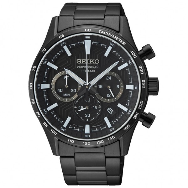 SEIKO Conceptual Series SSB415P1 Chrono Black Stainless Steel Bracelet