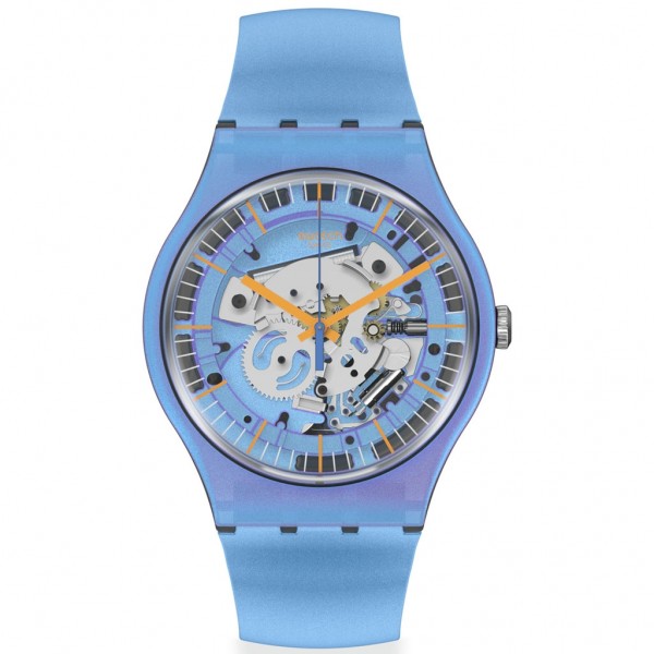 SWATCH Shimmer Blue SUOM116 Blue Silicone Strap