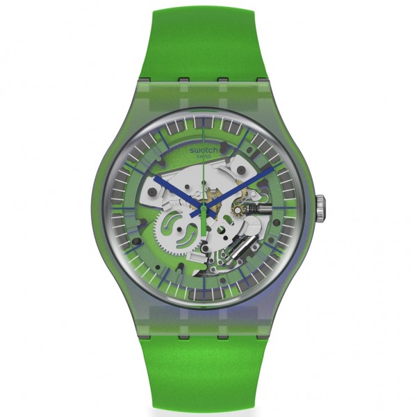 SWATCH Shimmer Green SUOM117 Green Silicone Strap