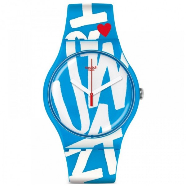 SWATCH White In Blue SUOS103 Two Tone Rubber Strap