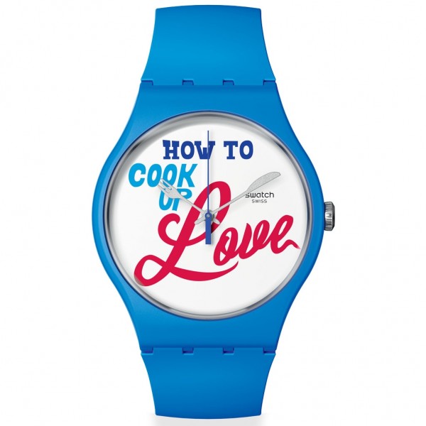 SWATCH Recipe For Love SUOZ353 Blue Rubber Strap Valentine's Day Special
