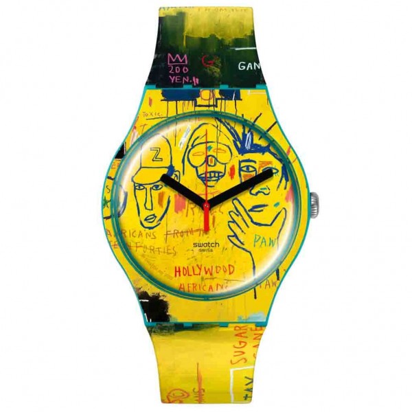 SWATCH Hollywood Africans By JM Basquiat SUOZ354 Yellow Silicone Strap