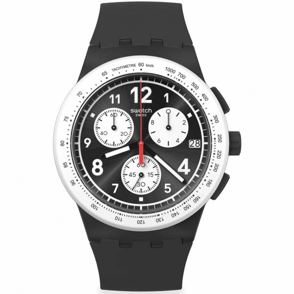 SWATCH Nothing Basic About Black SUSB420 Chrono Black Rubber Strap