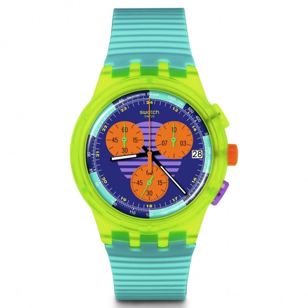SWATCH Neon Wave SUSJ404 Chrono Turquoise Rubber Strap