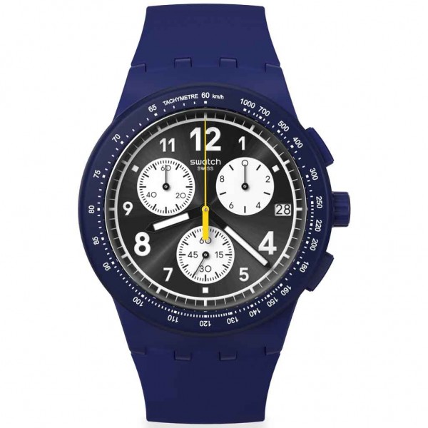 SWATCH Nothing Basic About Blue SUSN418 Chrono Blue Rubber Strap
