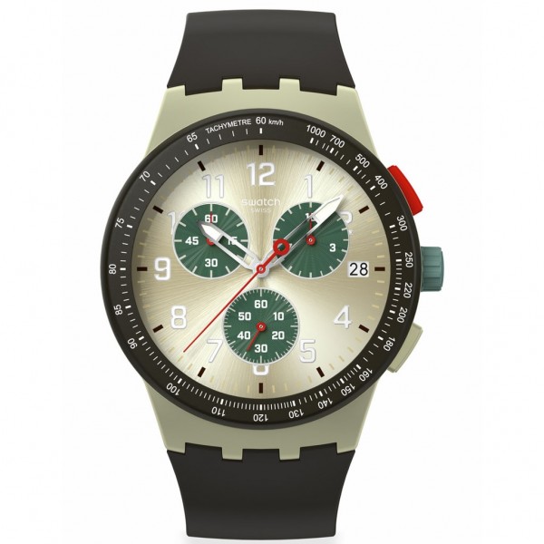 SWATCH Obsidian Ink SUST402 Chrono Black Rubber Strap