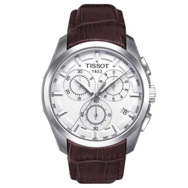 TISSOT T-Classic Couturier Chronograph Brown Leather Strap T0356171603100