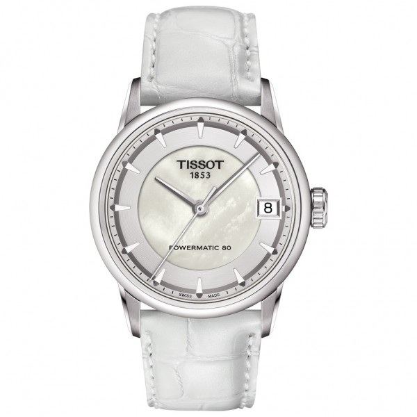 TISSOT T-Classic Luxury Powermatic 80 White Leather Strap T0862071611100