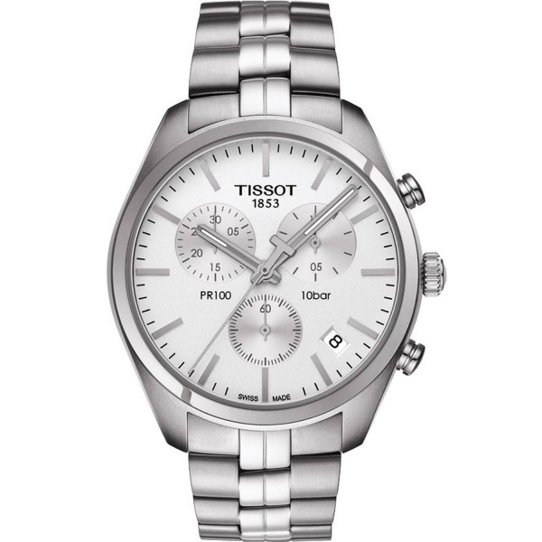 TISSOT T-Classic PR 100 Chronograph Silver Stainless Steel Bracelet T1014171103100