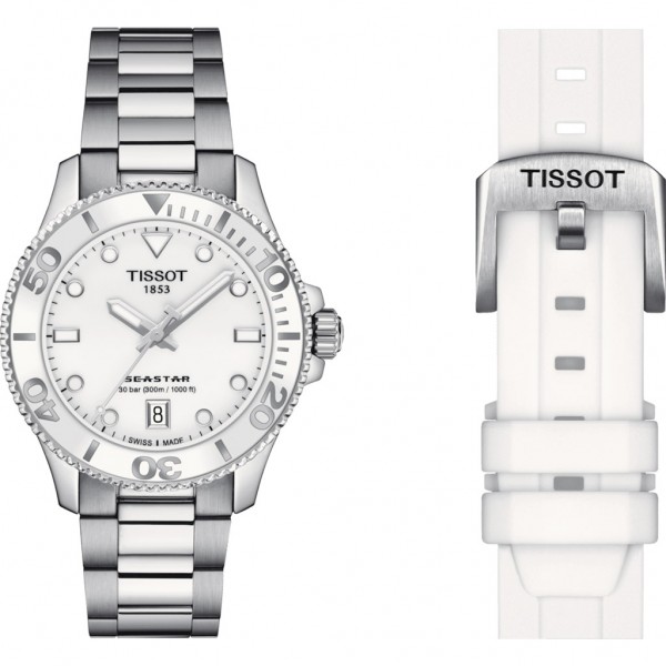 TISSOT T-Sport Seastar 1000 Silver Stainless Steel Bracelet Box Set T1202101101100