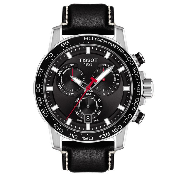 TISSOT T-Sport Supersport Chronograph Black Leather Strap T1256171605100