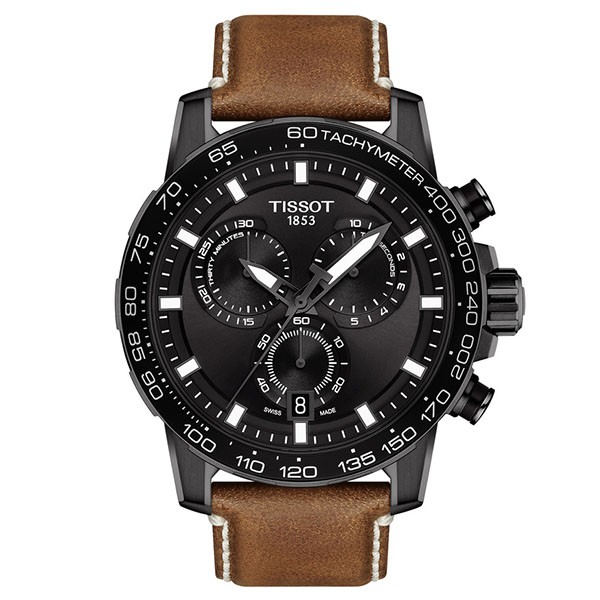 TISSOT T-Sport Supersport Chronograph Brown Leather Strap T1256173605101