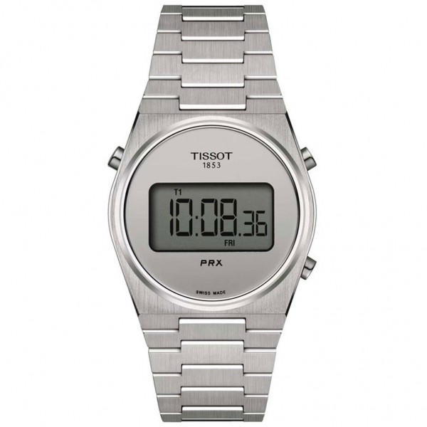 TISSOT T-Classic PRX Digital Dual Time Silver Stainless Steel Bracelet T1374631103000