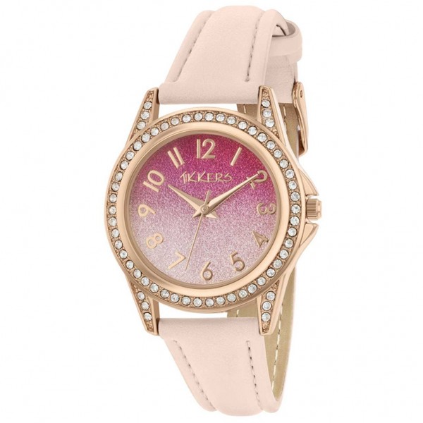 TIKKERS Girls TK0176 Crystals Beige Leather Strap