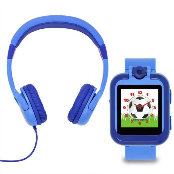TIKKERS Plain Blue Interactive Watch TKS02-002 Blue Silicone Strap Headphone Set
