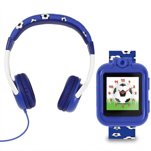 TIKKERS Blue Football Interactive Watch TKS02-004 Blue Silicone Strap Headphone Set
