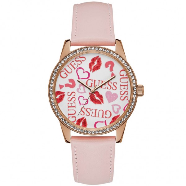 GUESS Smootch W1206L3 Crystals Pink Leather Strap