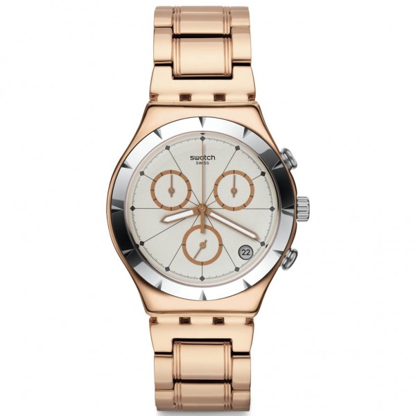 SWATCH Pushback Restyled YCG408GD Rose Gold Stainless Steel Bracelet
