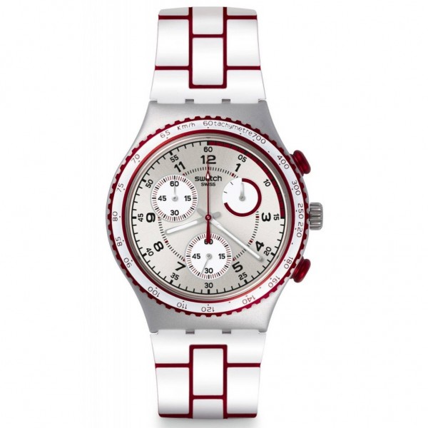 SWATCH Speed Counter YCS1012 Chronograph White Rubber Strap