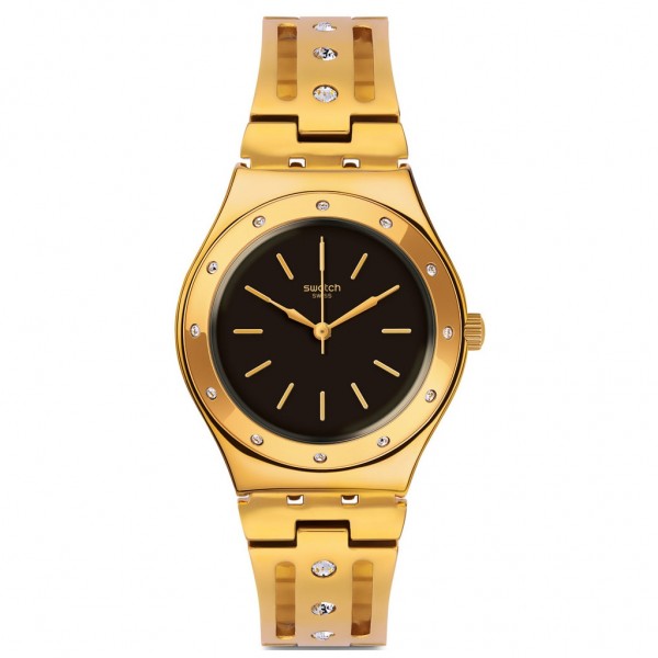 SWATCH Cento E Lode YLG135G Crystals Gold Stainless Steel Bracelet
