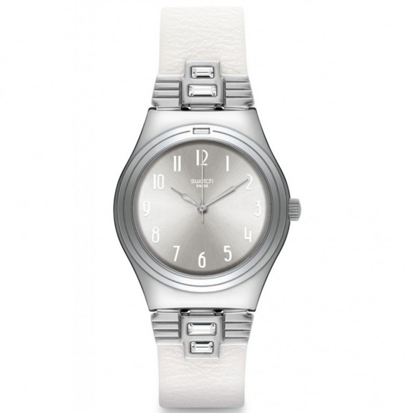 SWATCH LWD YLS177 White Leather Strap
